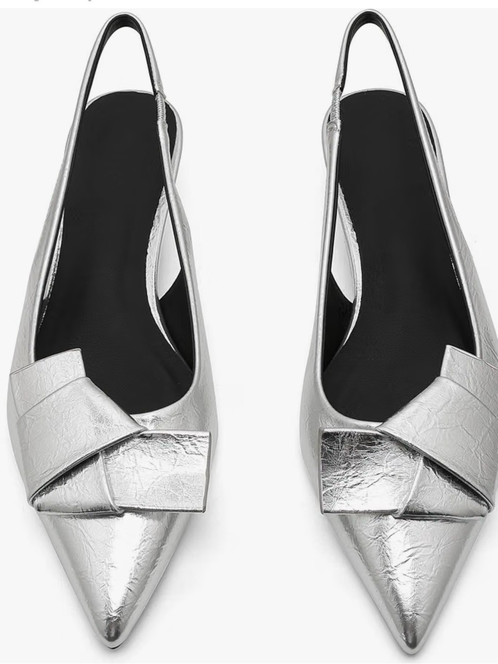 Slingback Pointed-Toe Flats in Silver sz 10